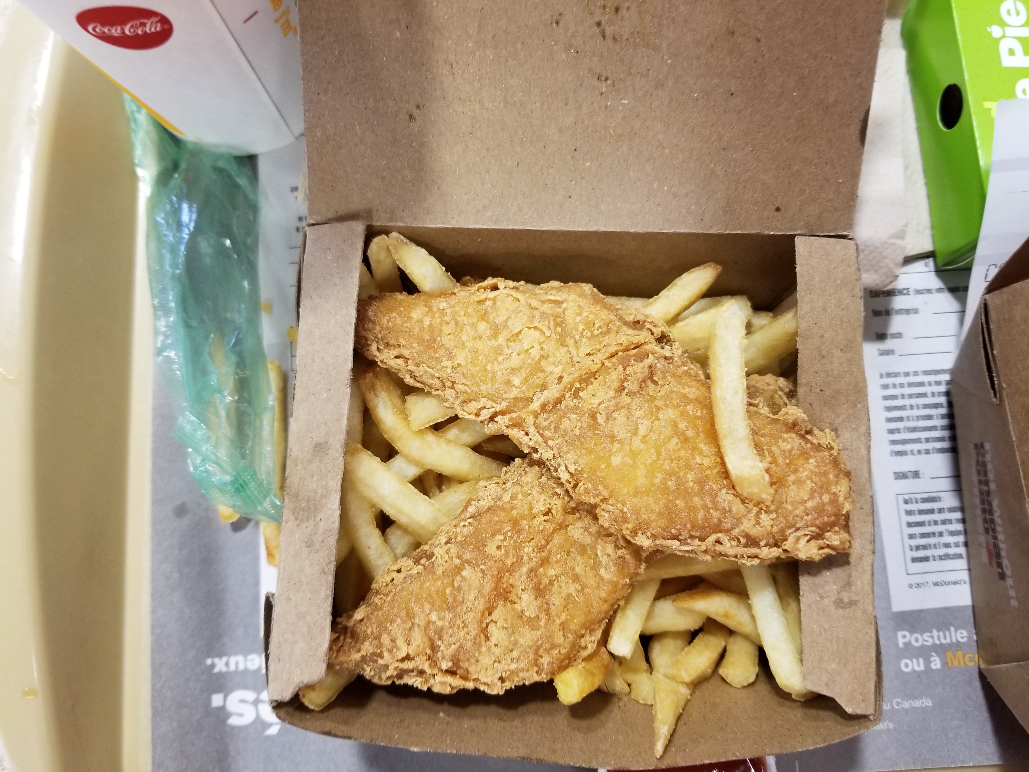 Cardboard box of fish and chips